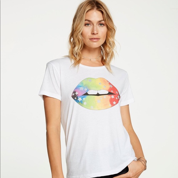 Chaser Tops - {Chaser} NEW! rainbow lips tee